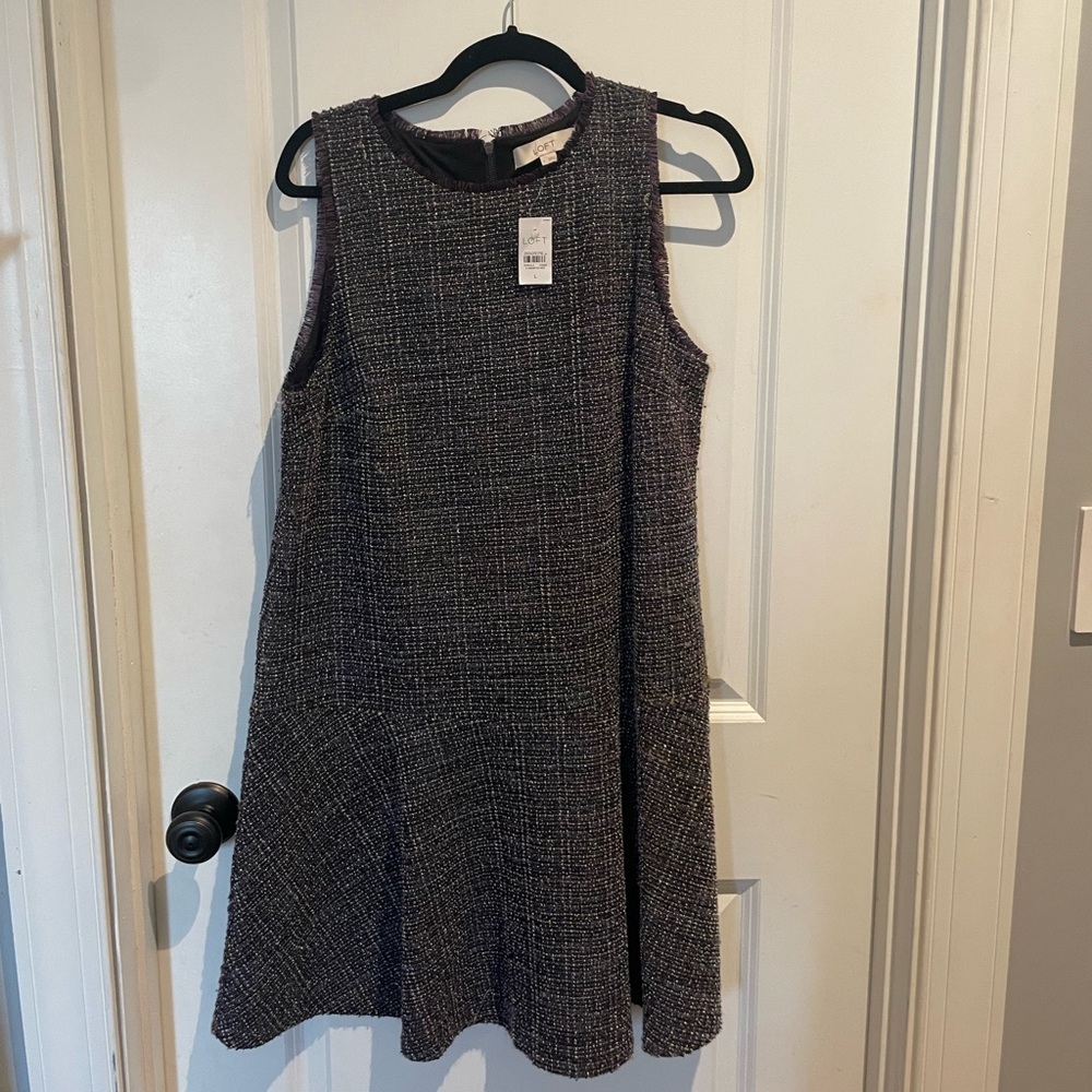 Ann Taylor LOFT - Black and Purple Flippy Tweed Dress